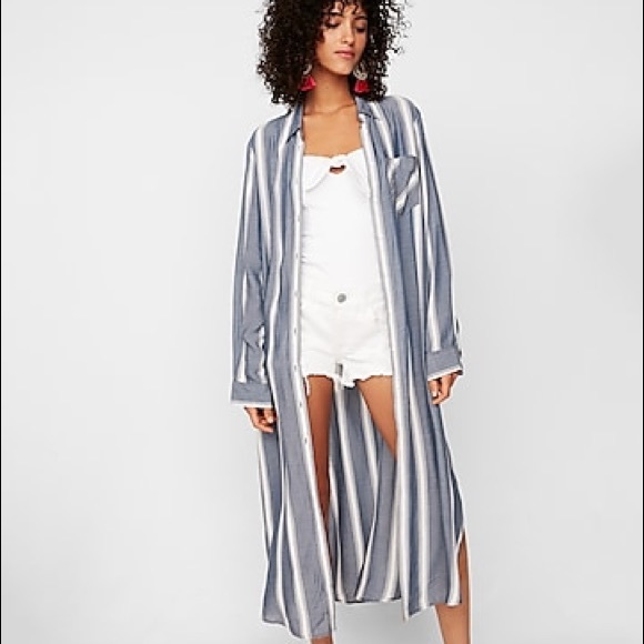 Express Sweaters - ✨Express Blue Striped Duster✨